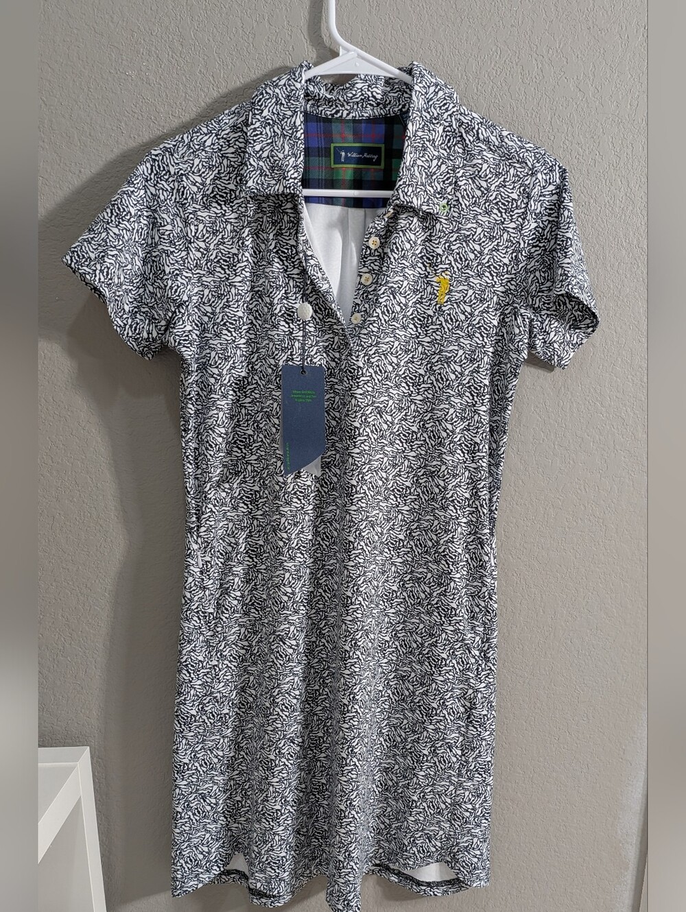 William Murray Golf Black & White Mini Dress with Yellow Logo